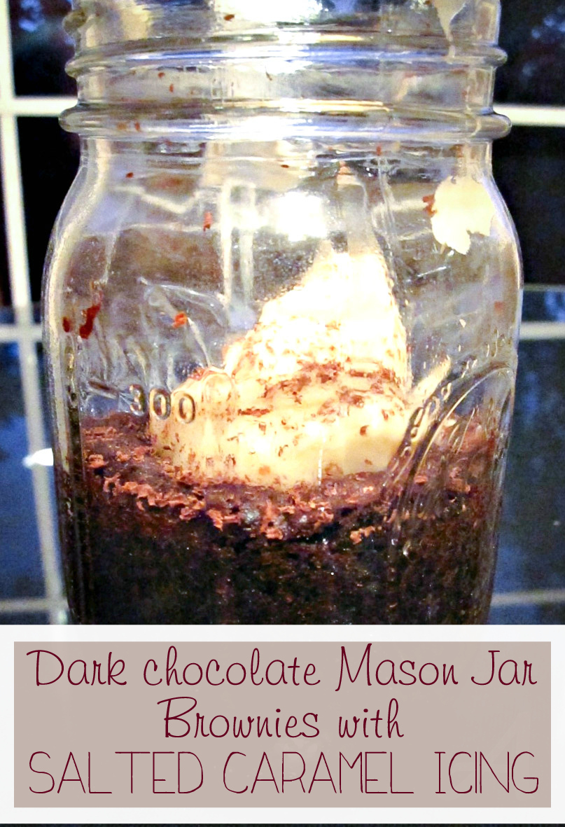 Mason Jar Brownies with Caramel Icing