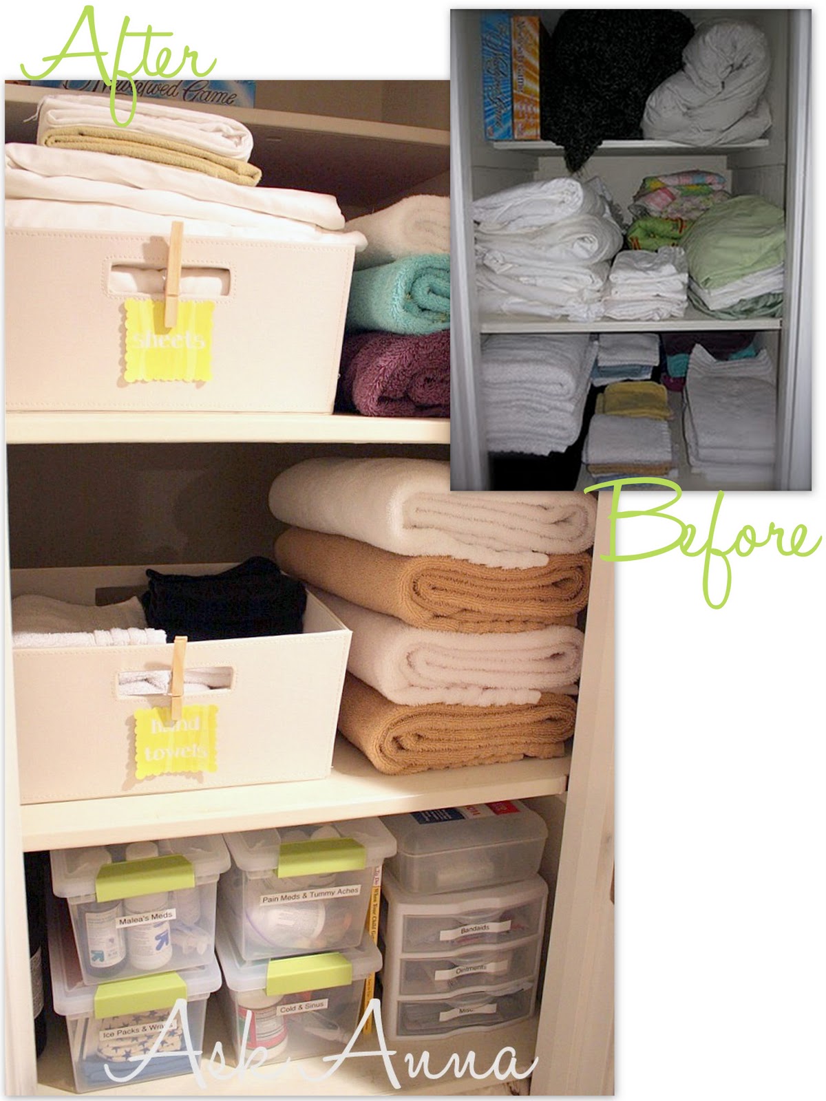 Organizing the linen closet - Ask Anna