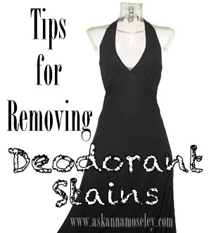 This post gives you two simple home remedies for how to clean deodorant stains from dark clothes. You'll be surprised at how easy it is | Ask Anna