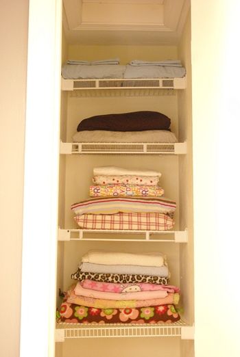 organized linen closet