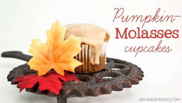 These pumpkin molasses cupcakes with a caramel glaze are sure to be a hit this Fall! They are the perfect combination of Fall flavors and sweet goodness. | Ask Anna