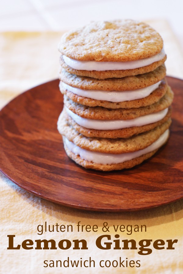 Gluten free vegan lemon ginger sandwich cookies