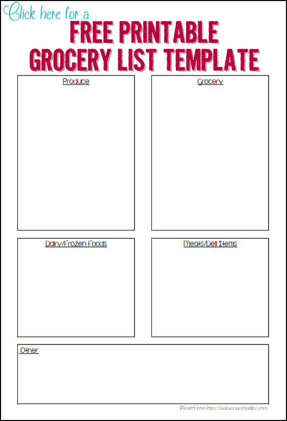 Printable grocery template - Ask Anna