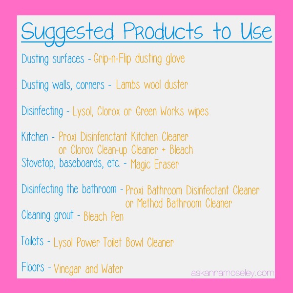 cleaning items list