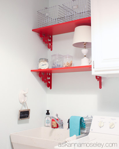 Red, White and Teal Laundry Room Makeover - Ask Anna