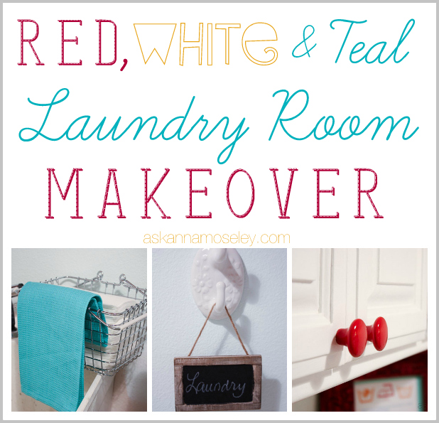 Red, white and teal laundry room makeover - Ask Anna