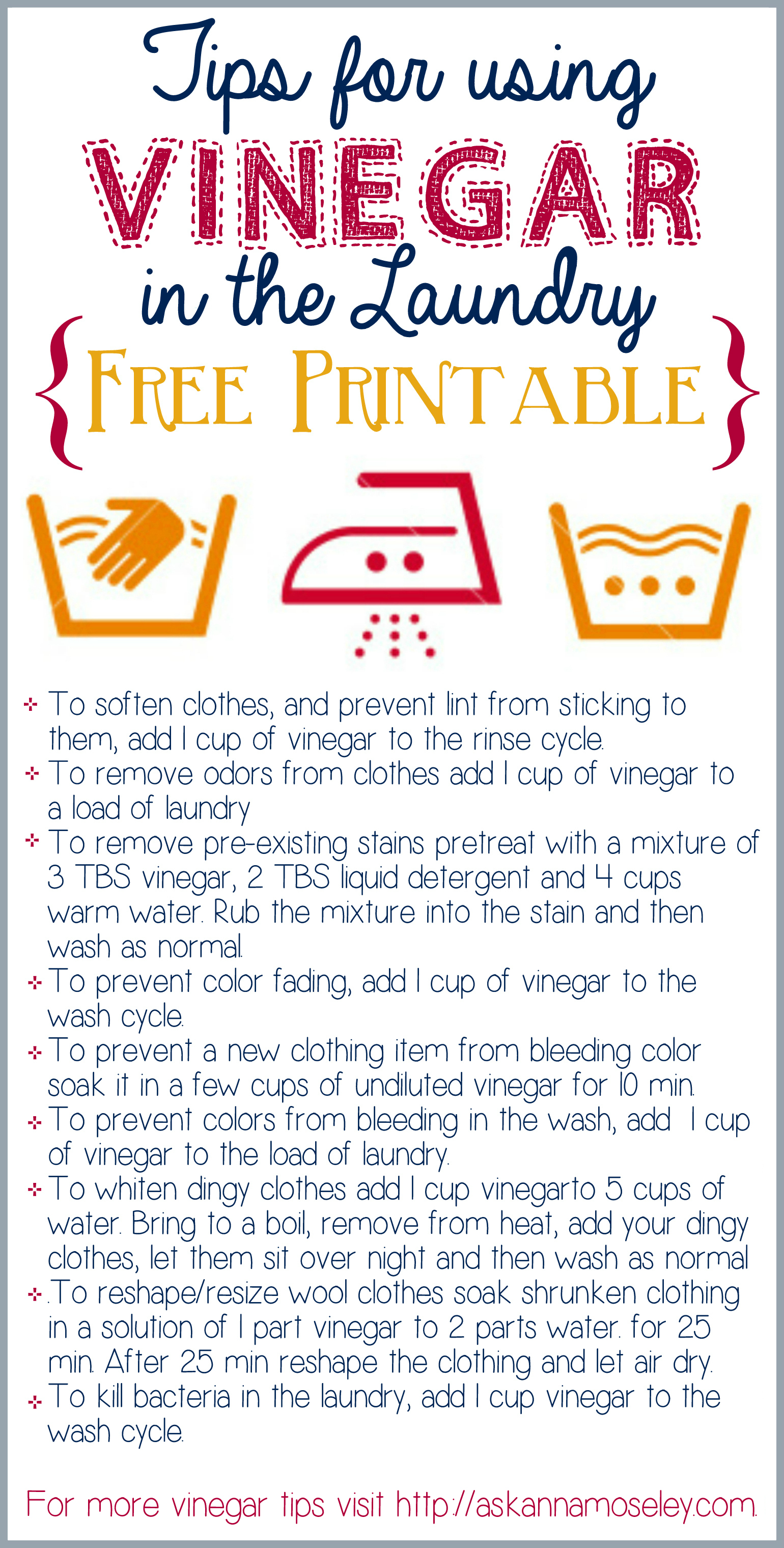 Vinegar Tips – Laundry and a FREE Printable