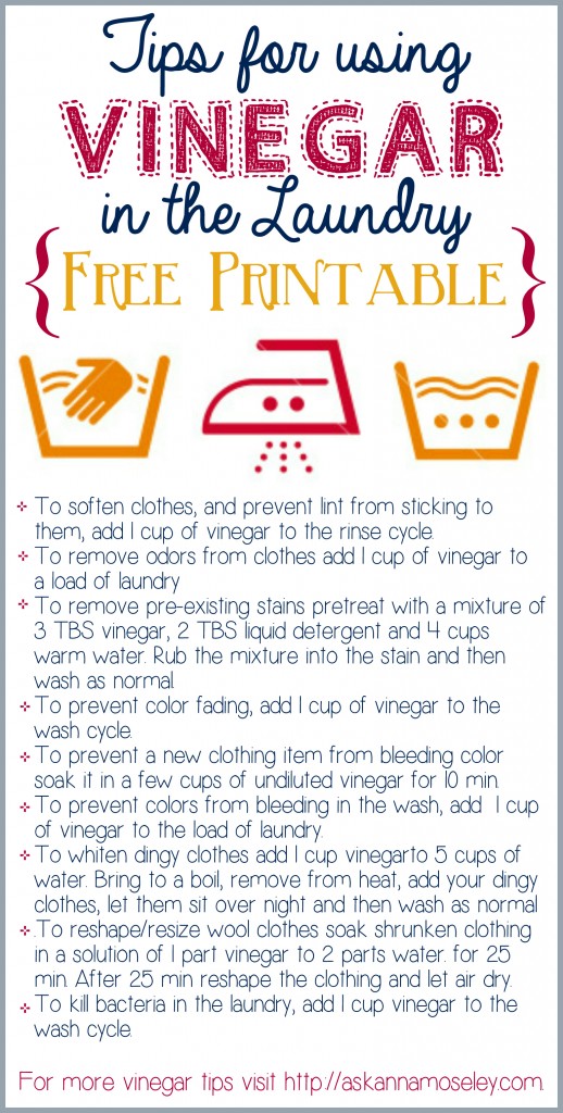 Tips for using Vinegar in the Laundry {free printable} - Ask Anna