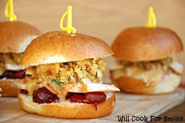 Leftover turkey, cranberry, dressing sliders