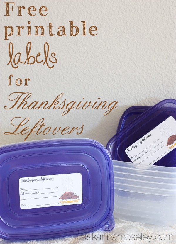 Free printable labels for Thanksgiving leftovers - Ask Anna