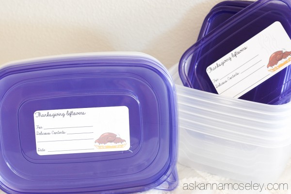 Free printable labels for Thanksgiving leftovers - Ask Anna