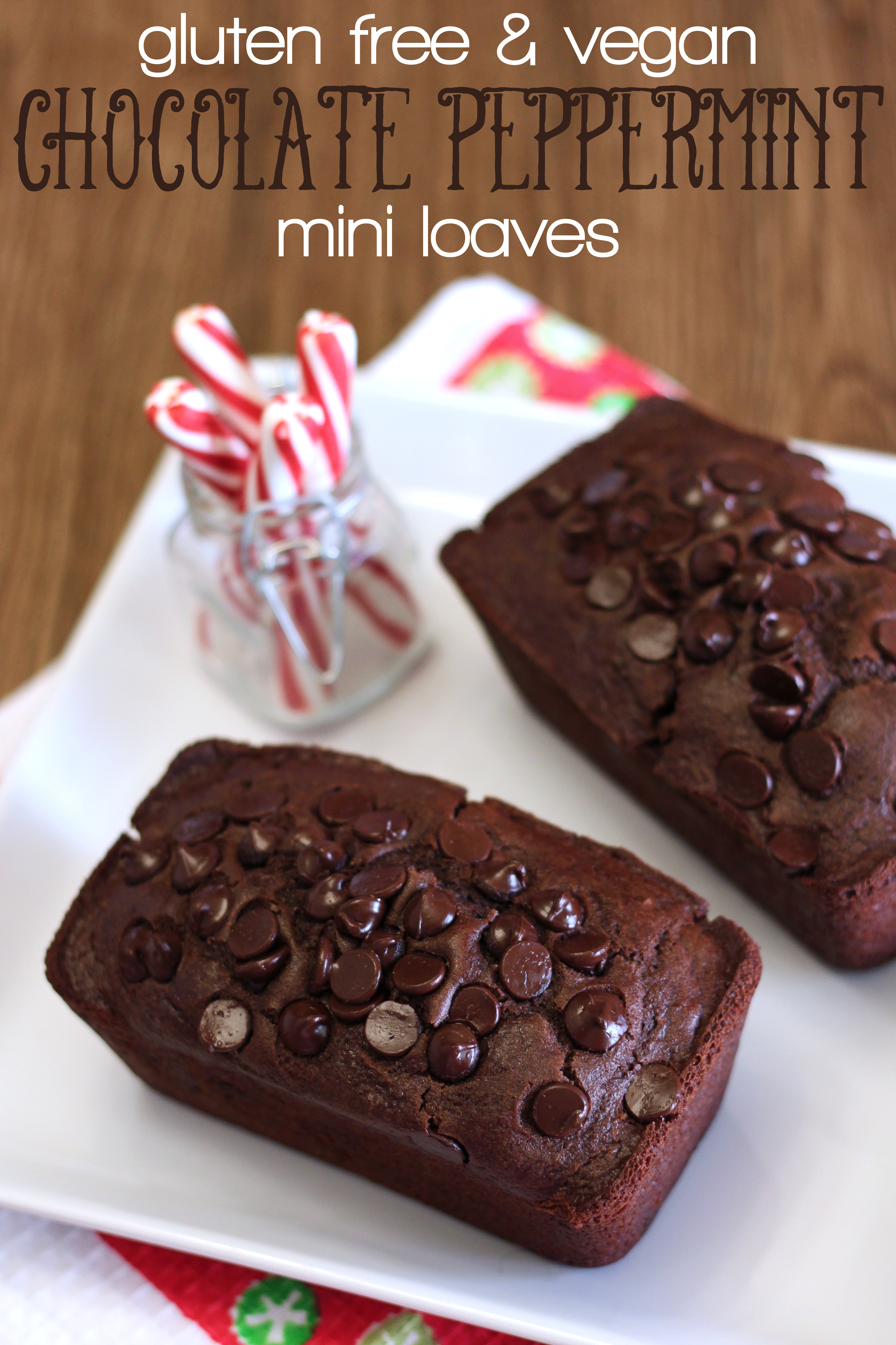 Gluten Free Vegan Mini Chocolate Peppermint Loaves