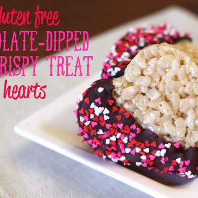 Gluten Free Chocolate-Dipped Rice Crispy Treat Hearts