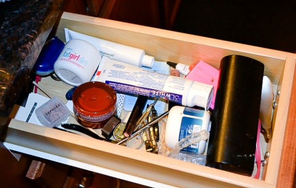 How to organize a makeup drawer (before picture) - Ask Anna