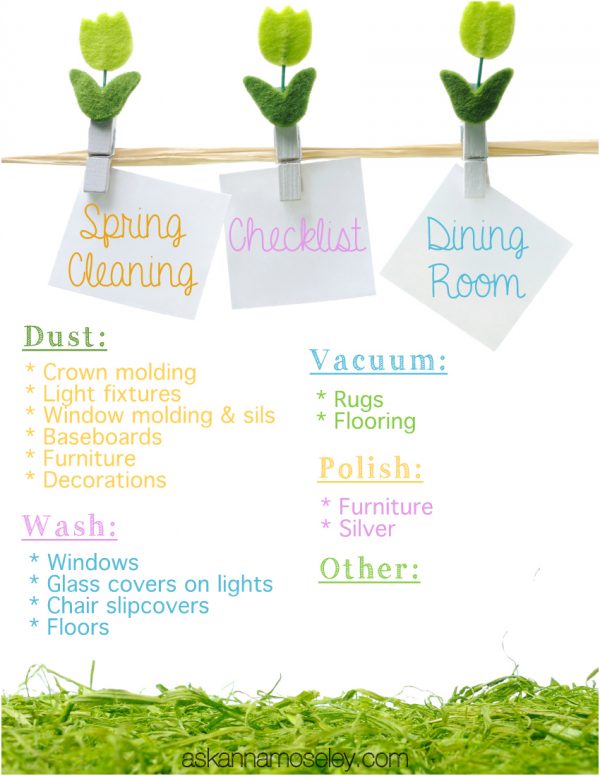 Spring Cleaning checklist - dining room