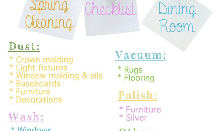 Spring Cleaning checklist - dining room