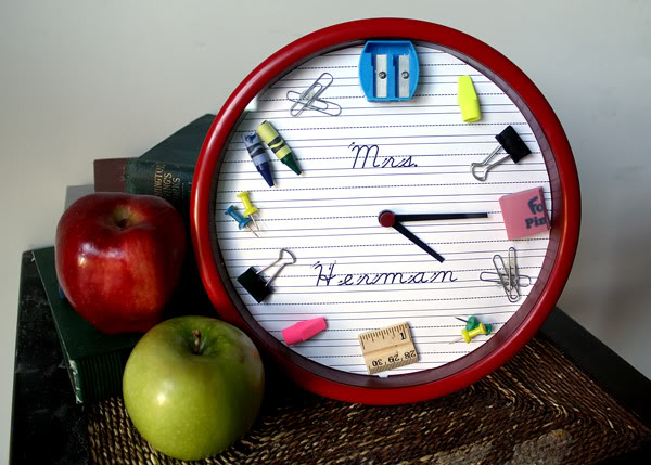 School supplies clock