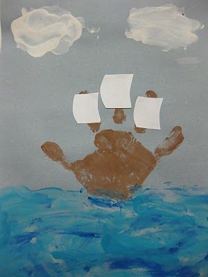 Columbus Day finger painting