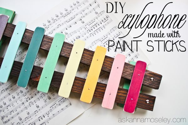 DIY xylophone made with paint sticks - Ask Anna