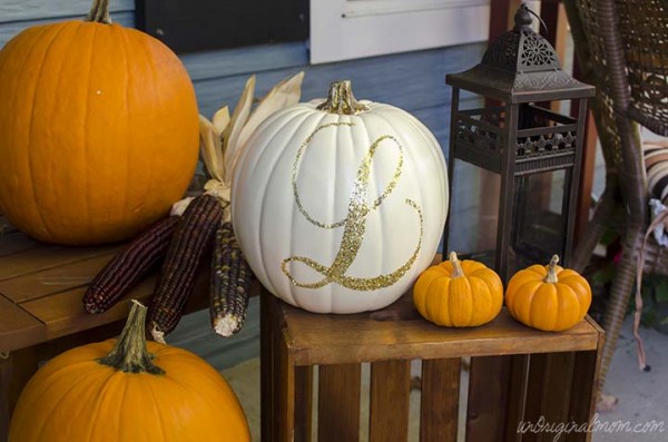 Glitter monogrammed pumpkin