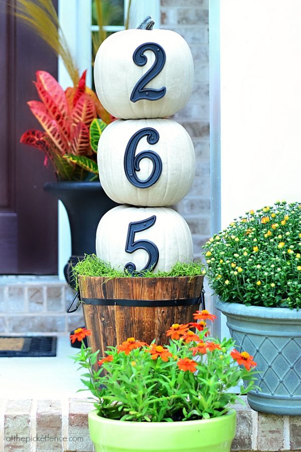 House Numbers Pumpkin Topiary