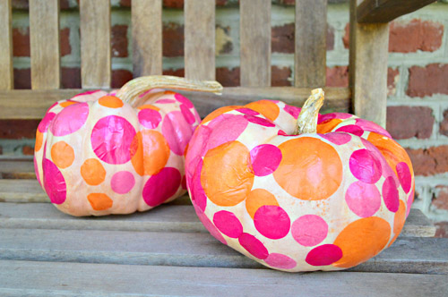 Tissue paper polka dot pumpkins