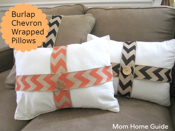 Burlap wrapped pillows