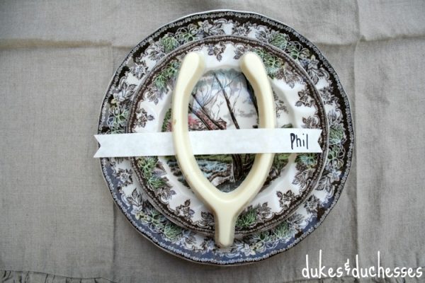 Chocolate wishbone place cards