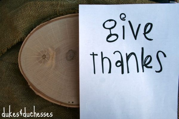 "Give Thanks" wood burned plaque