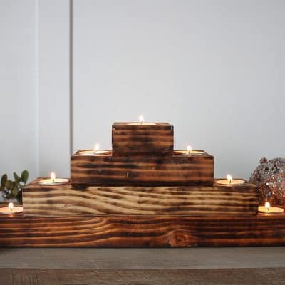 DIY Rustic Christmas Tree Tealight Holder