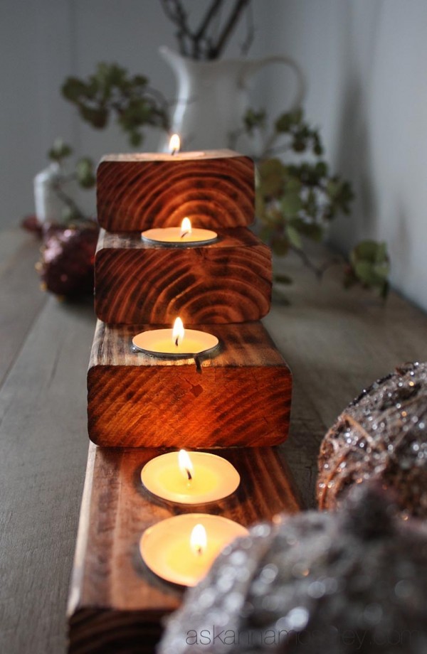 DIY rustic Christmas tree tealight holder {tutorial} - Ask Anna