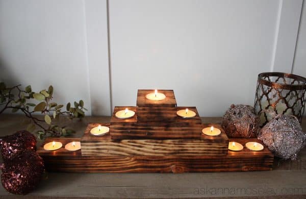 DIY rustic Christmas tree tealight holder {tutorial} - Ask Anna