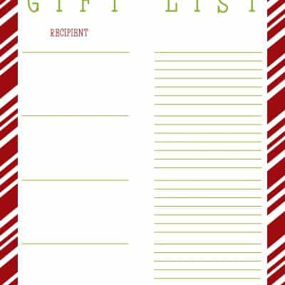 Gift List Organizer FREE Printable!