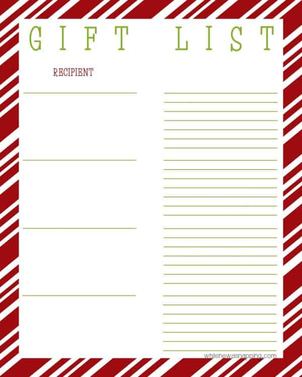 Gift List Organizer FREE Printable - Ask Anna