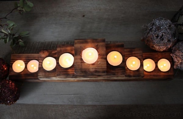 DIY rustic Christmas tree tealight holder - Ask Anna