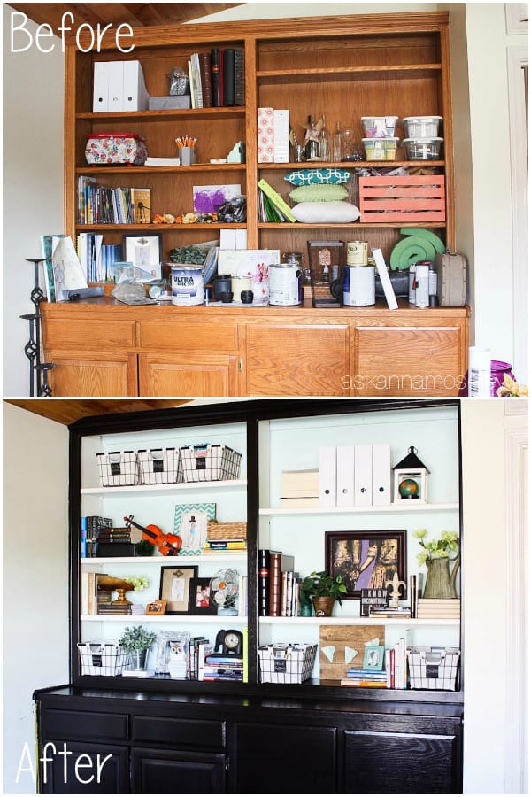 Built-in bookshelf makeover - Ask Anna