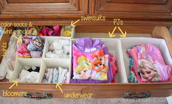 Organzing a kids dresser with SKUBB organizers from IKEA - Ask Anna