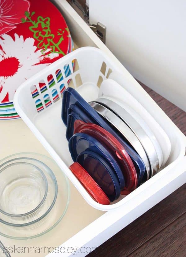 The easiest way to organize tupperware lids - Ask Anna