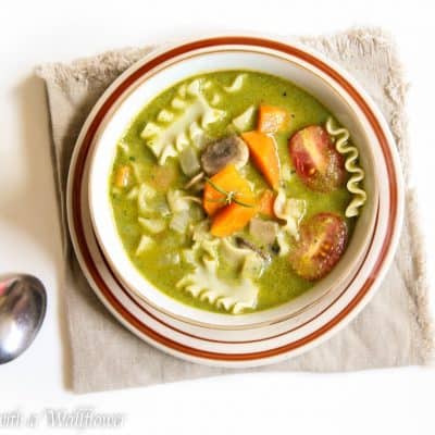 Creamy Pesto Vegetable Lasagna Soup