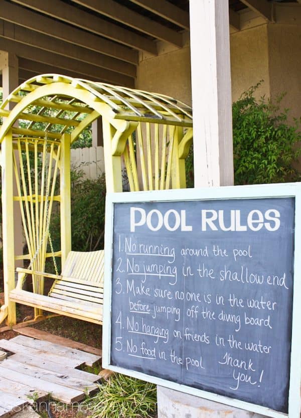 DIY Pool rules chalkboard - Ask Anna