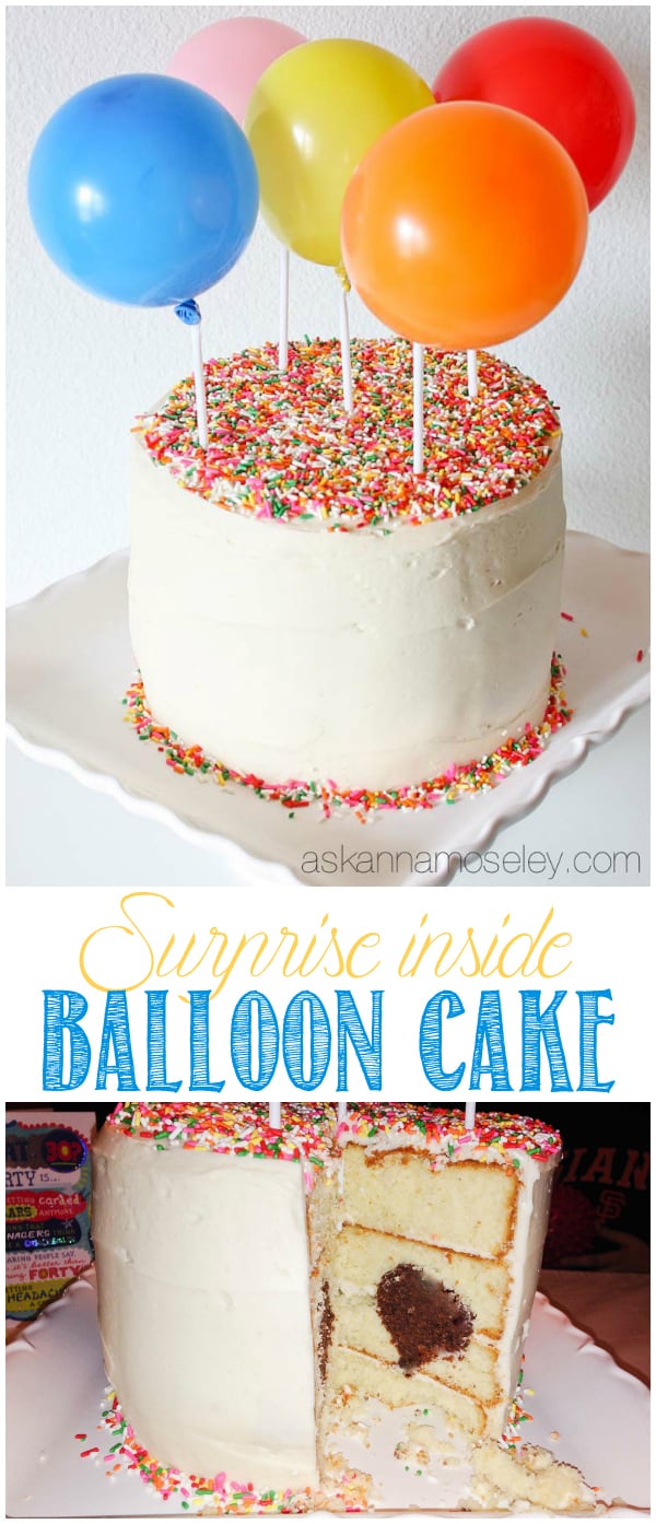 Surprise inside balloon cake - Ask Anna