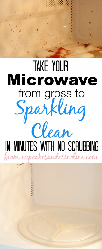 How to clean your microwave with no scrubbing by Cupcakes and Crinoline 