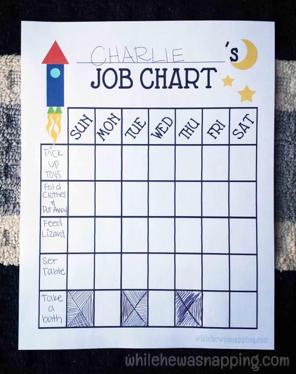 Free printable kids' chore charts