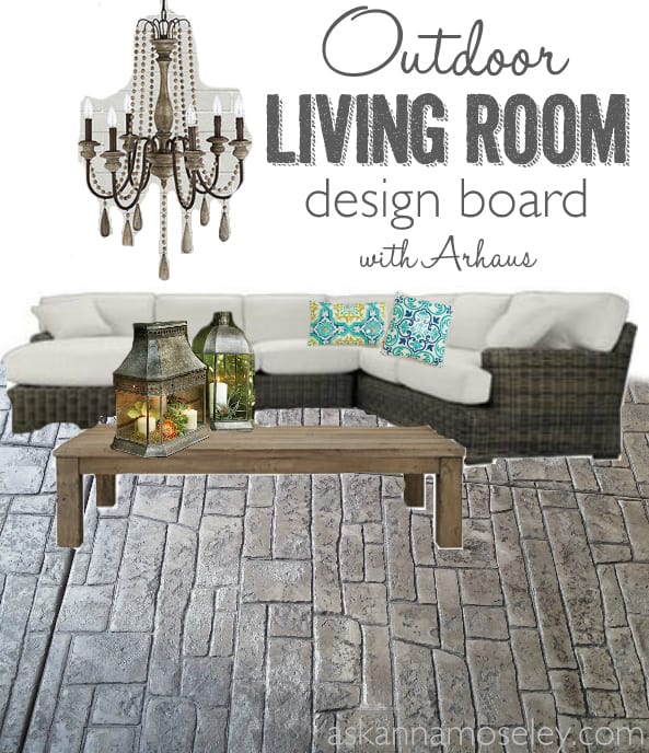 Outdoor living room design board - Ask Anna