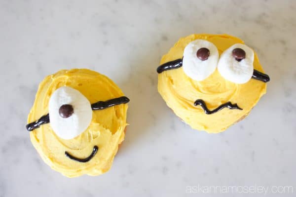 Minion cupcakes to celebrate the new Minion movie coming out in a couple weeks - Ask Anna