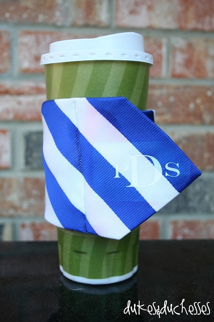 Monogrammed Necktie Coffee Cuff by Dukes and Duchesses