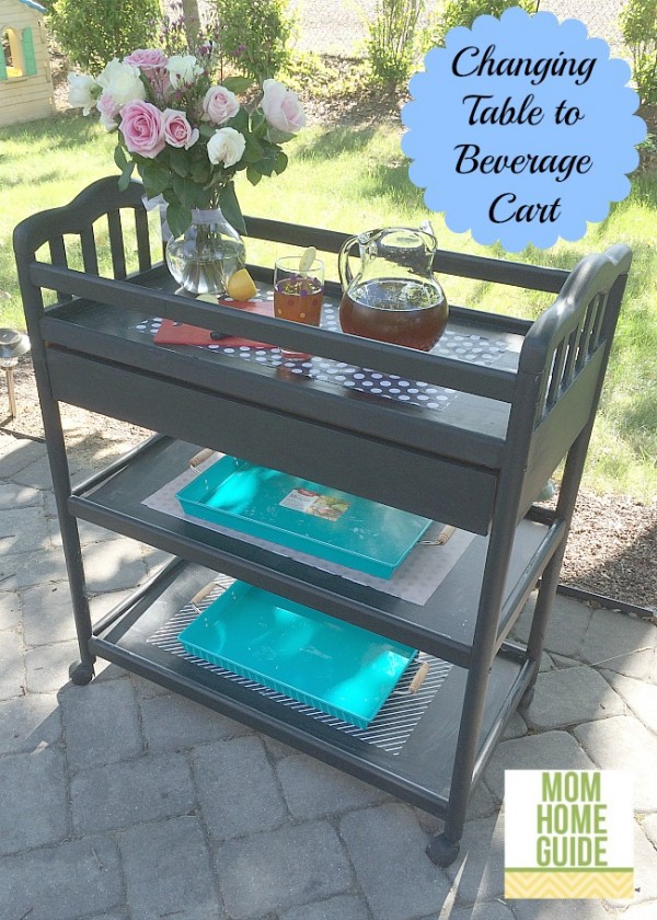 DIY beverage cart from a changing table