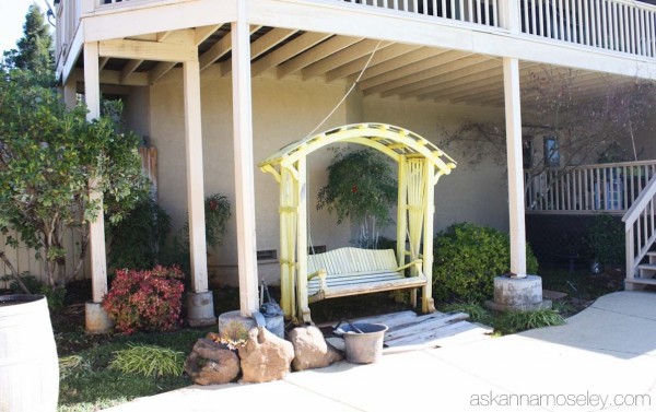 Outdoor kitchen and living room BEFORE - Ask Anna