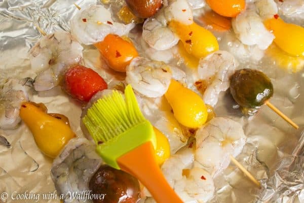 Peach Glazed Shrimp Skewers