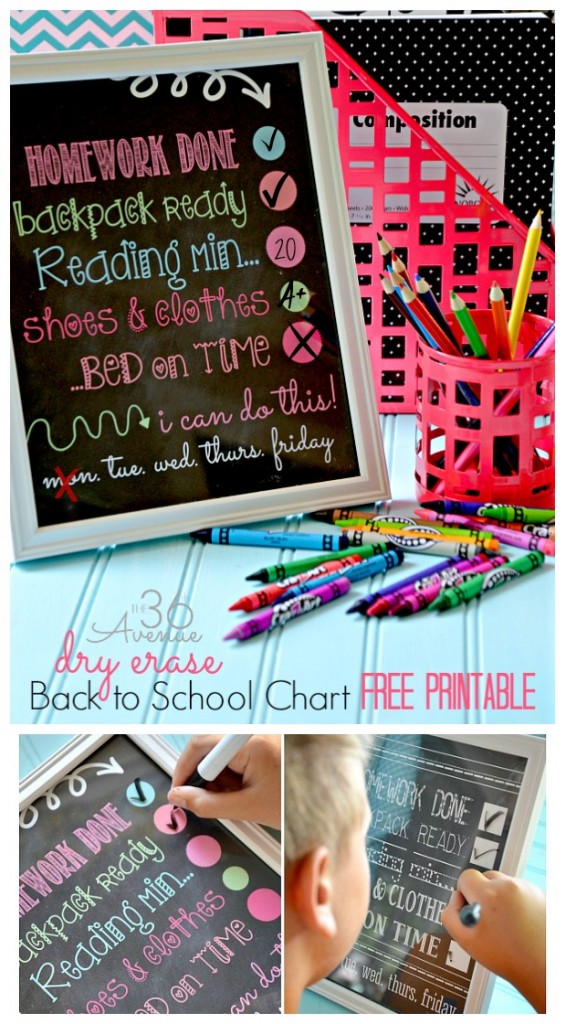 Week night checklist for the school year - the 36th Avenue